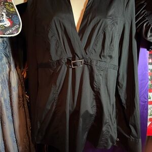 Express Black Belted Long Sleeve Blouse Size L
